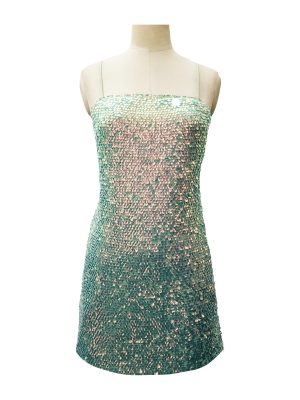 Gradual green sequin halter dress