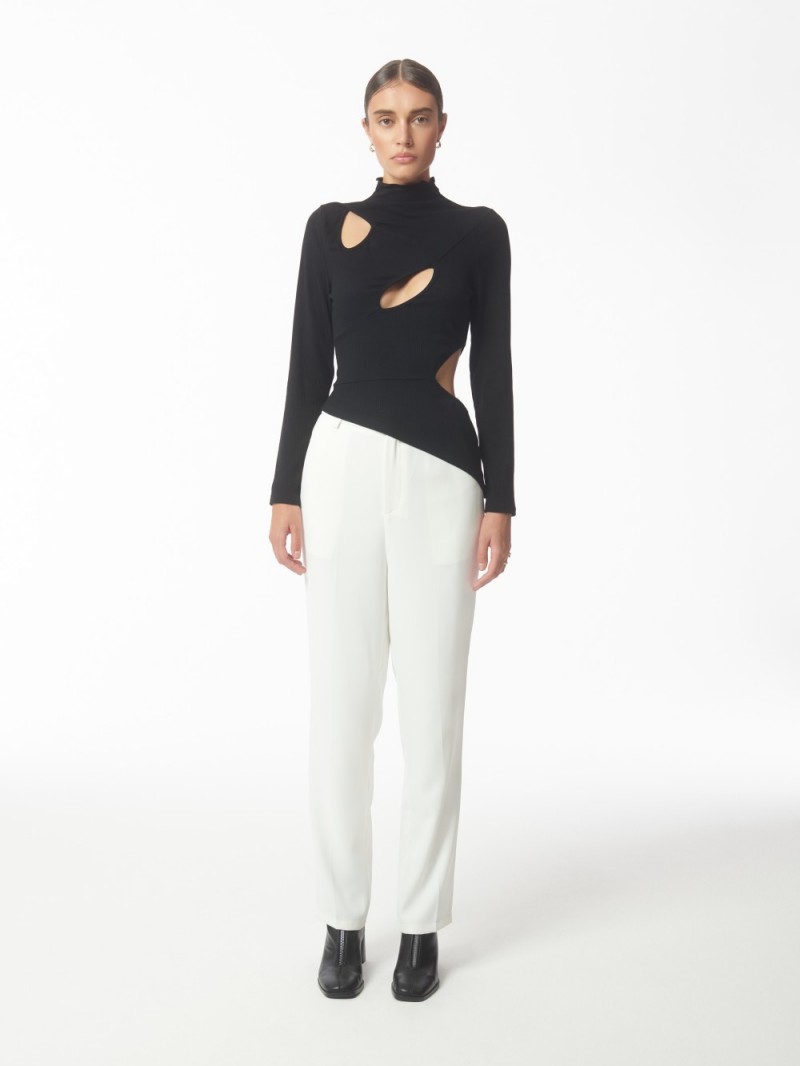 Black Long sleeves cutout uneven top (2)