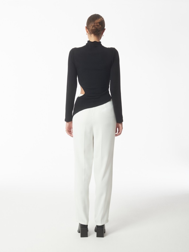 Black Long sleeves cutout uneven top (4)