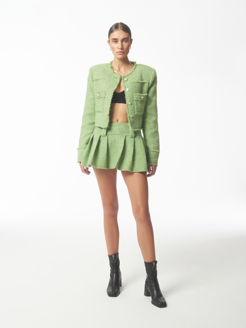 Chic Crop and Skirt Tweed Sets (1)