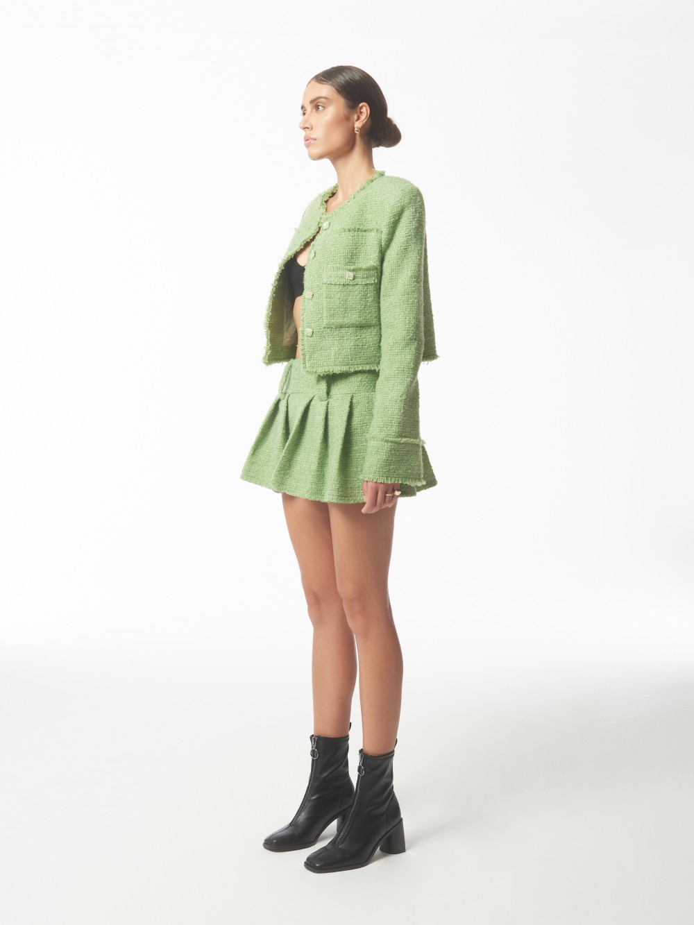 Chic Crop and Skirt Tweed Sets (2)