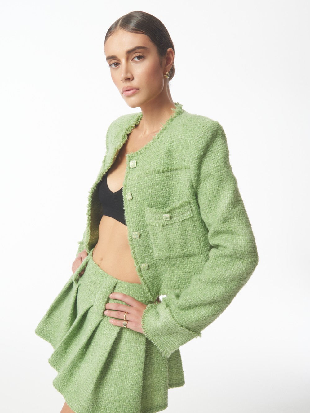 Chic Crop and Skirt Tweed Sets (4)