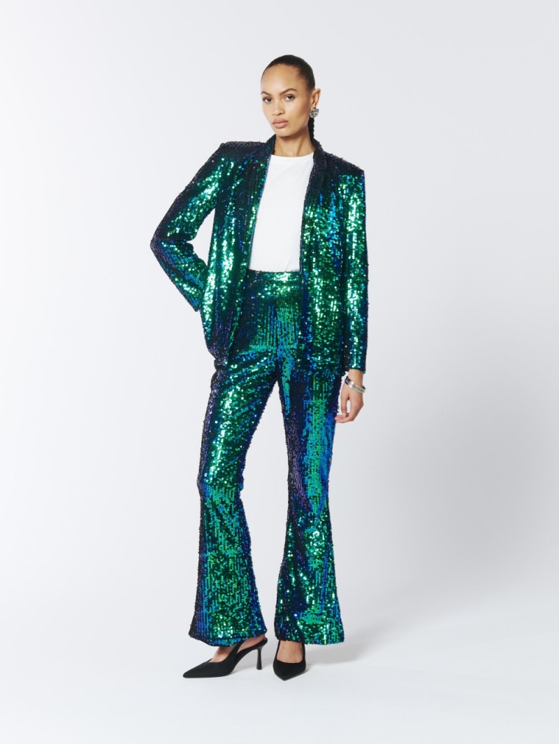 Green Sequin Blazer and Pants Sets (3)