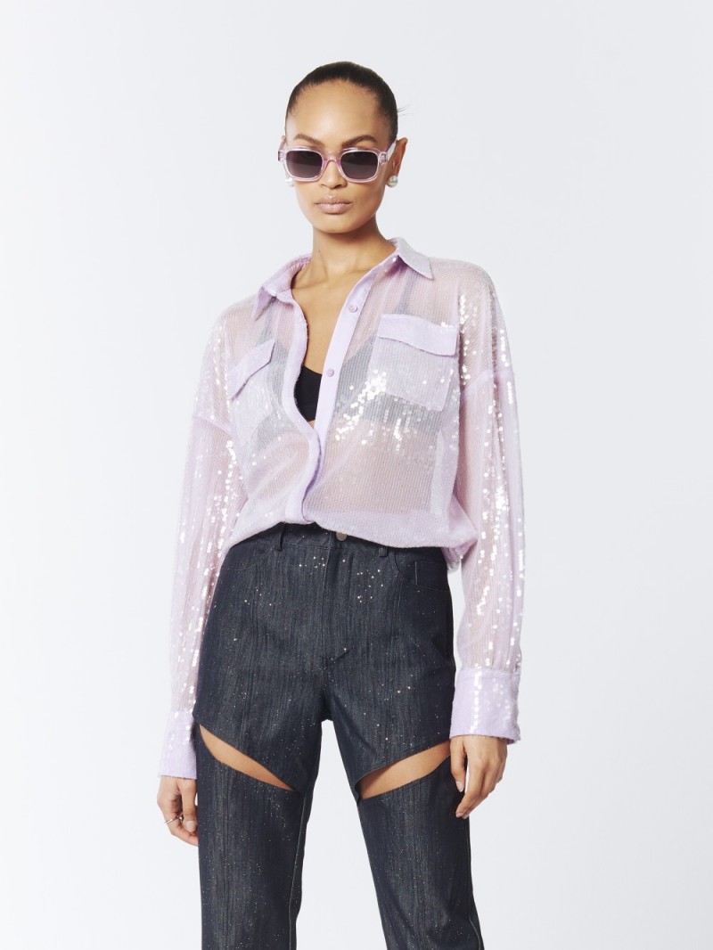 Lilac Sequined Sheer Shirt (1)