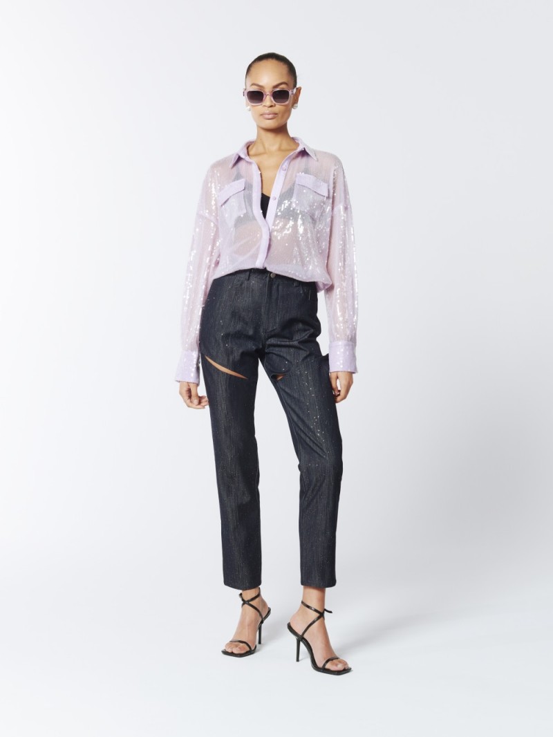 Lilac Sequined Sheer Shirt (4)